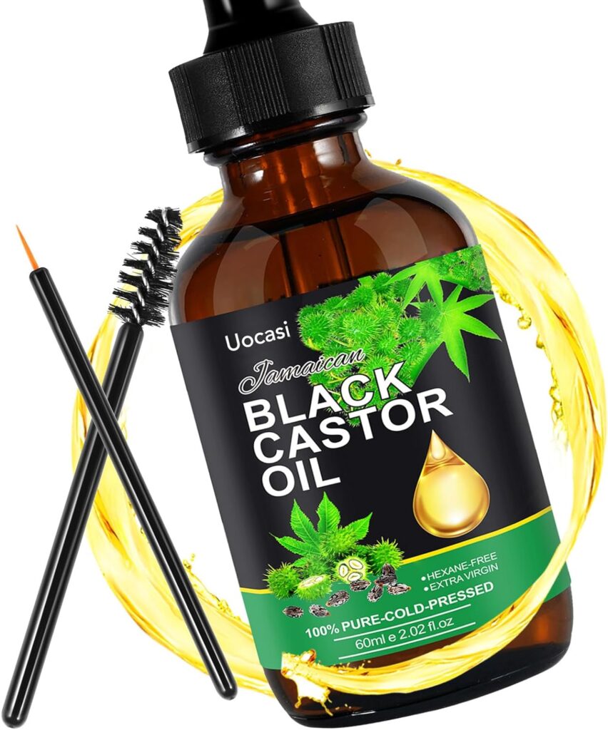 Uocasi Jamaican Black Castor Oil, Organic Body Message Oil, 100% Pure  Natural Cold Pressed Anti-Aging Oil, Hair Nourishing Oil for Eyelashes Growth, Dry Skin Moisturizer (Castor Oil)