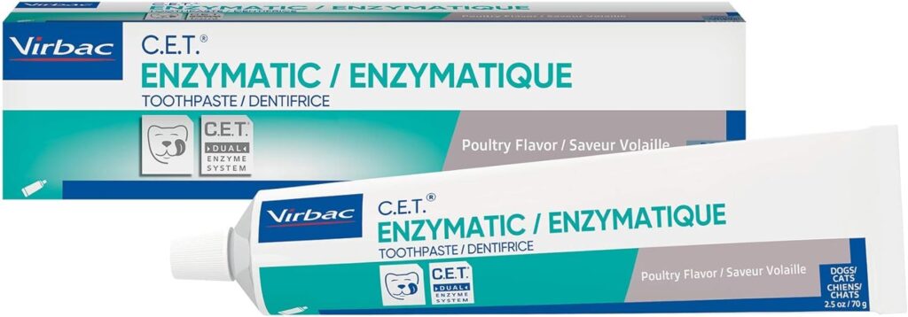 Virbac CET Enzymatic Toothpaste| Eliminates Bad Breath by Removing Plaque  Tartar Buildup | Best Pet Dental Care Toothpaste | Poultry Flavor, 2.5 oz tube