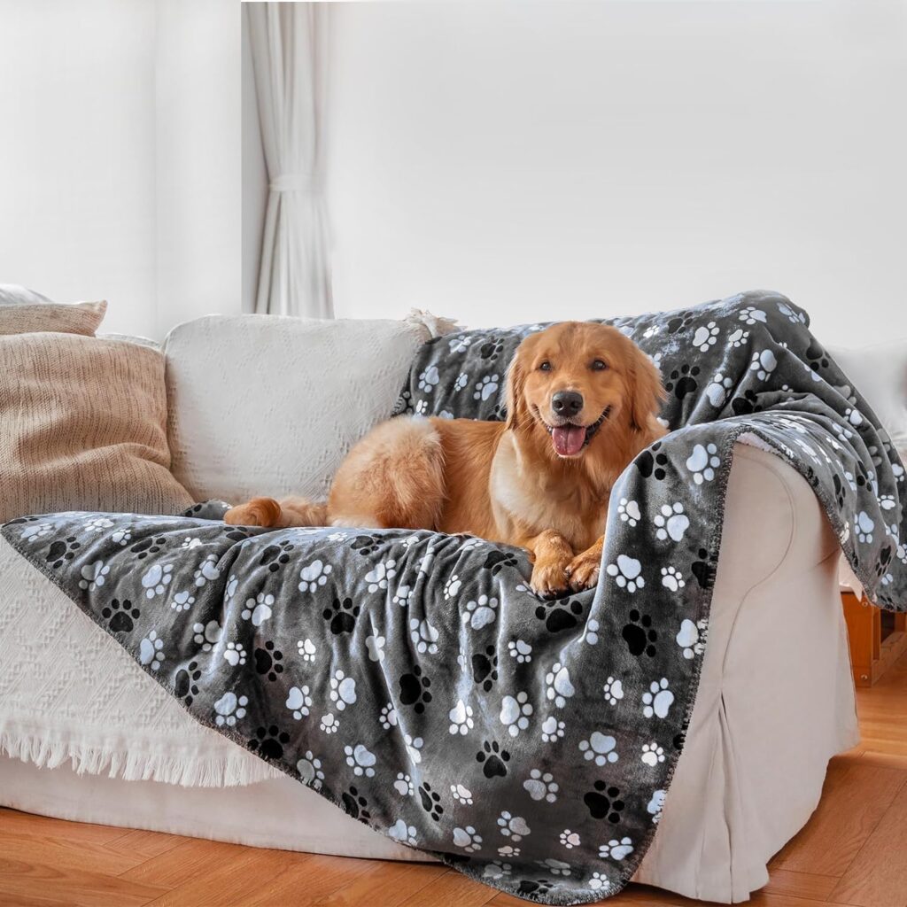 Waterproof Pet Blanket Dog Blankets, Pattern Printing Super Soft Warm Fluffy Facecloth Sofa Car Bed Protector, Urine Proof Washable Outdoor Pet Blanket for Puppy Large Dogs  Cats 40 * 30