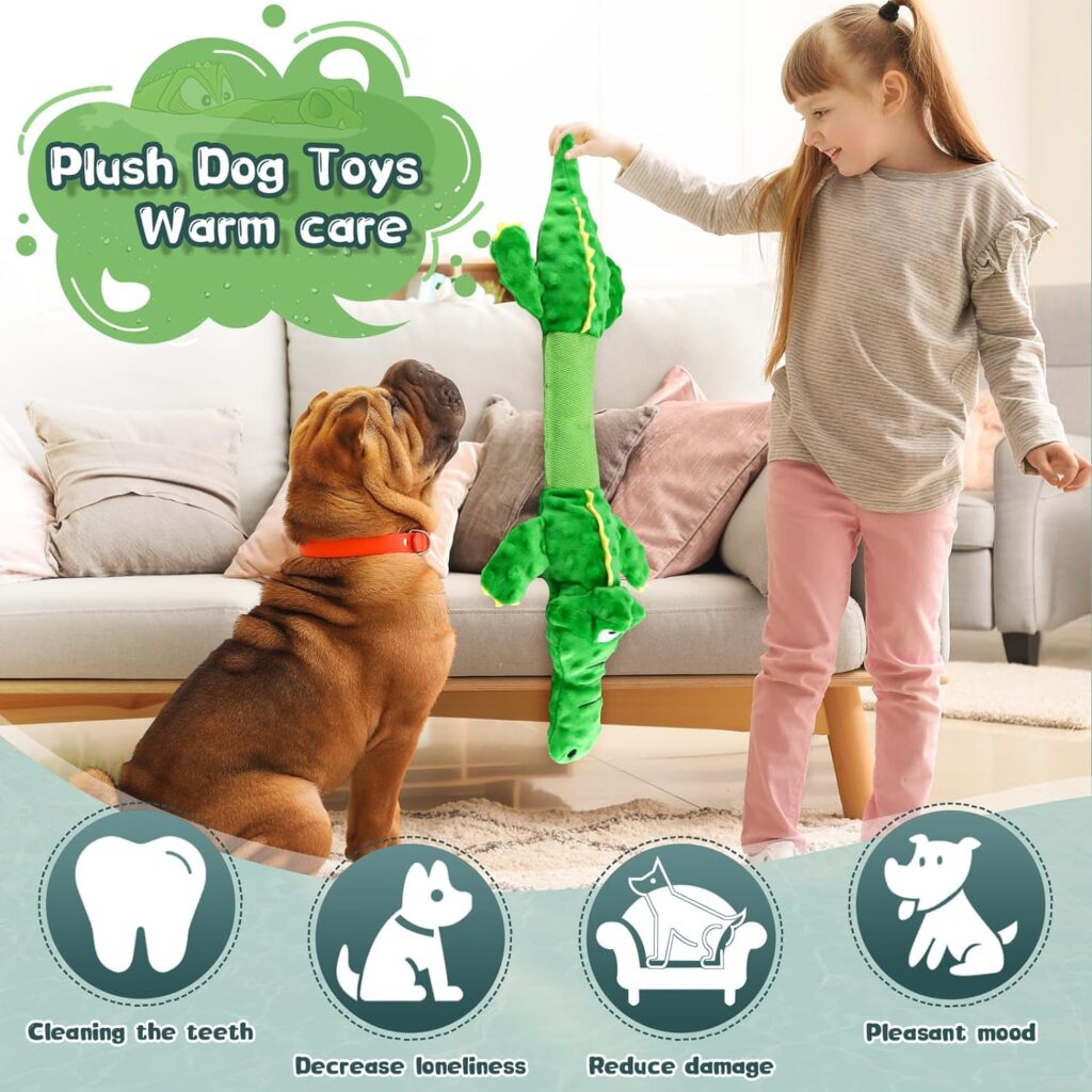 WOWBALA Large Durable Dog Toys: Squeaky Dog Toys - Plush Dog Chew Toys - Tough Tug of War Dog Toys - Interactive Puppy Toys for Small,Medium,Large Breed