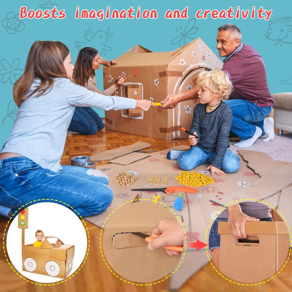 ZLemma Cardboard Construction Tool Kit 164 Pieces-Educational Toys for at-Home Play + Classroom Learning | Reusable Cardboard Tools for Kids