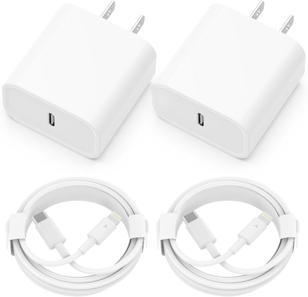iPhone Charger [MFi Certified] 2 Pack 20W PD USB C Wall Fast Charger Adapter with 2 Pack 6FT Type C to Lightning Cable Compatible for iPhone 14 13 12 11 Pro Max XR XS X,iPad